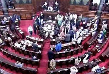 Oppn members in Rajya Sabha stage walkout